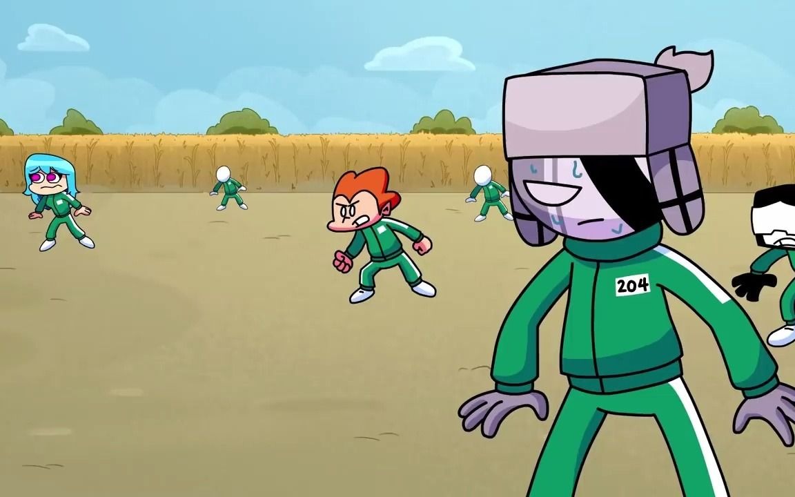 鱿鱼游戏 vs whitty, ruv, sarvente, tankman, sky, gf & bf -fnf