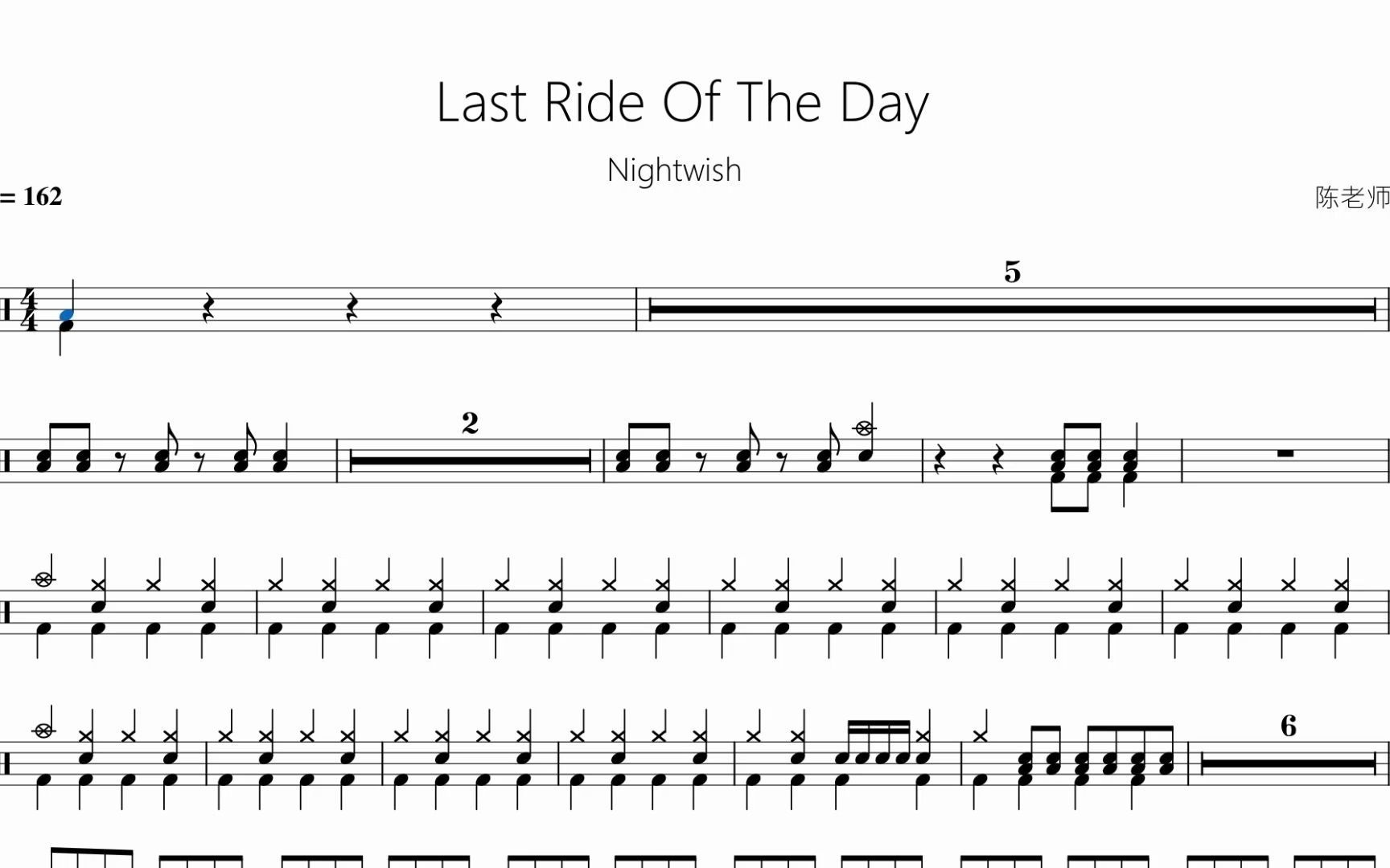 [图]Last Ride Of The Day【Nightwish】动态鼓谱