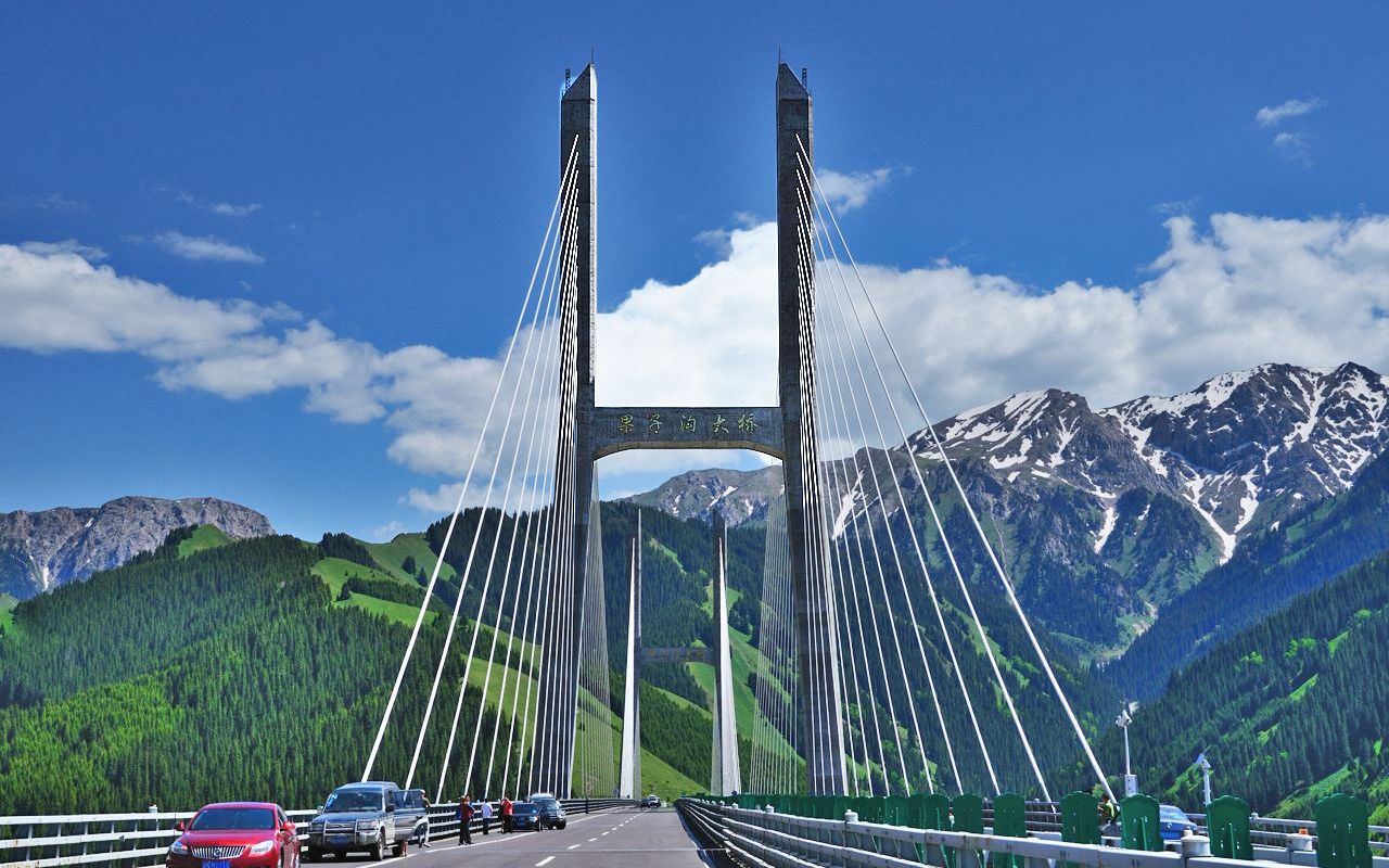 国内第一座公路双塔双索面钢桁梁斜拉桥,果子沟大桥!