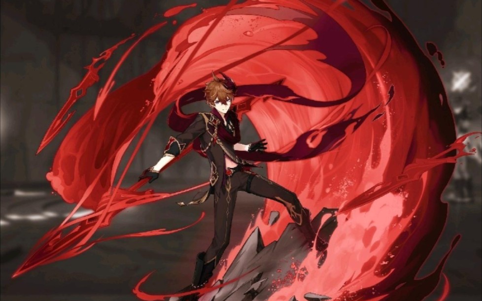 原神公子达达利亚黑红执行官皮肤实战