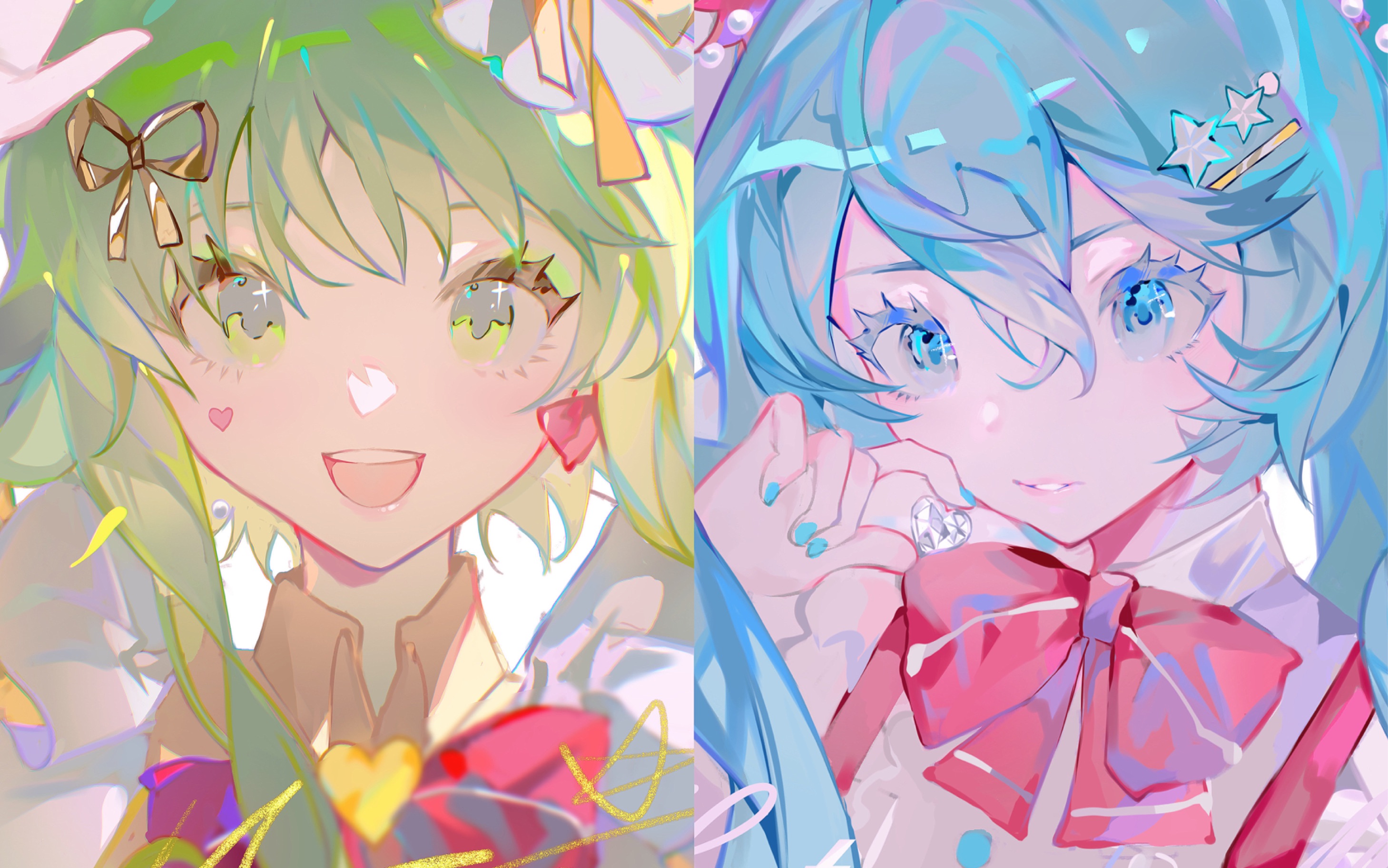 【绘画过程】☆gumi&miku!春野的歌有一听就让人心情变好的魔力