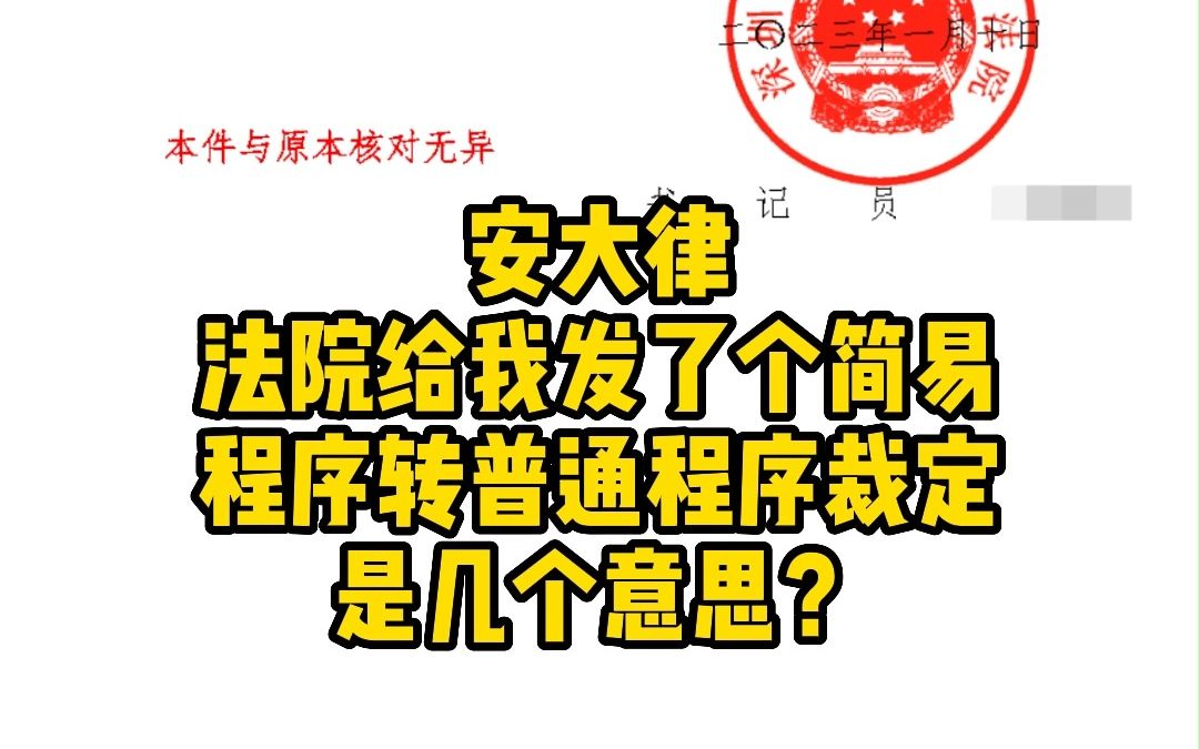 法院裁定案件由简易程序转普通程序是几个意思?哔哩哔哩bilibili