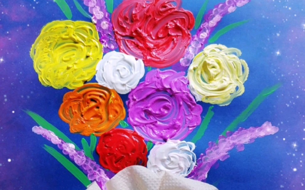 【创意儿童画】父亲节的礼物 用棉签画一束鲜花送给爸爸!