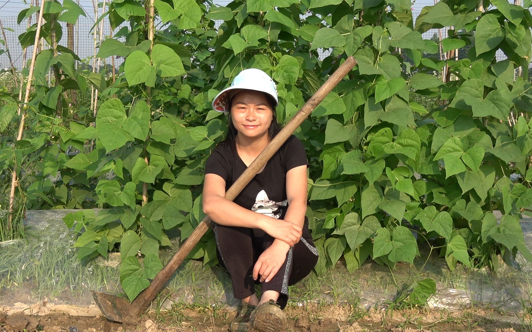高温天气汗流浃背,种地女孩自编歌曲《农民种地盼好收成》,火了