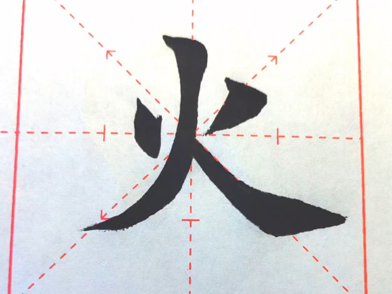 田楷的火字的书写精临