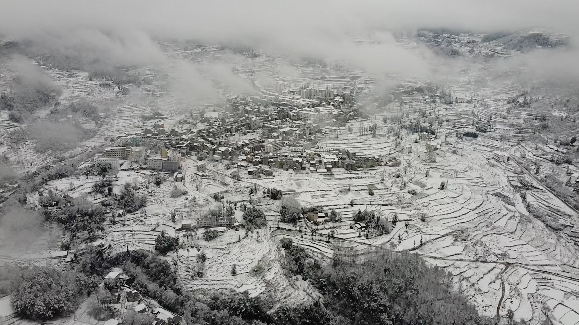 贵州遵义绥阳县太白镇雪景哔哩哔哩bilibili