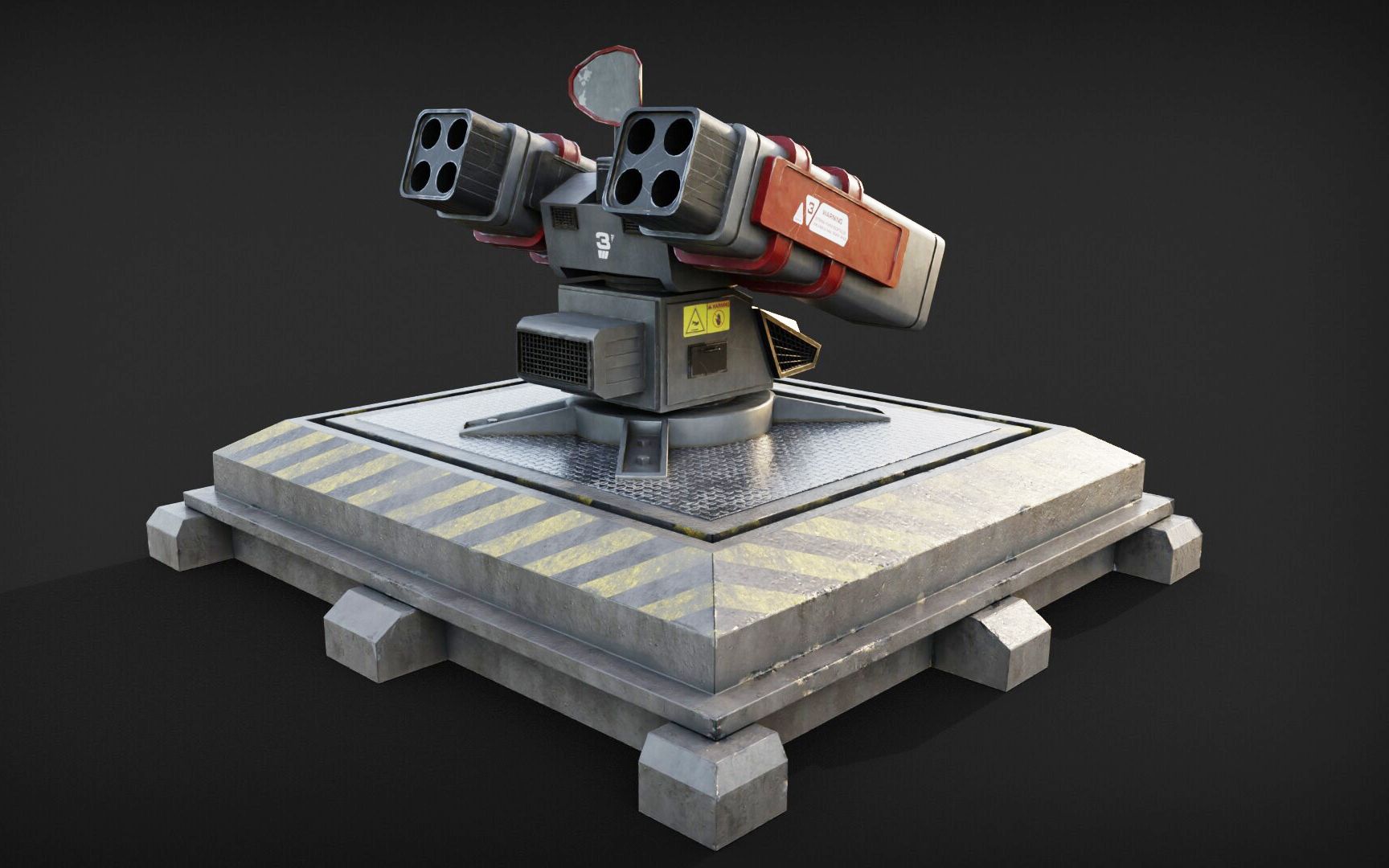 maya建模:次世代硬表面炮塔模型制作,高模 sp材质完整教学