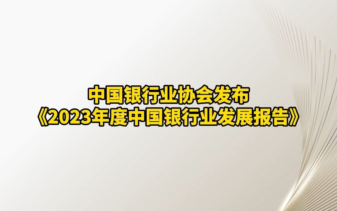 中国银行业协会发布《2023年度中国银行业发展报告》哔哩哔哩bilibili