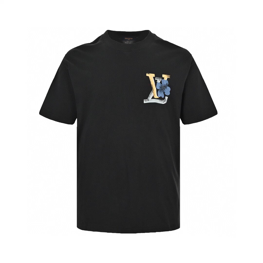 盘点一下高仿louis vuitton路易威登24ss 彩色渐变字母印花短袖