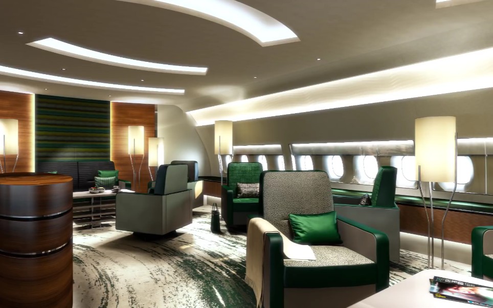【私人飞机】波音777-300er的当代vip室内设计