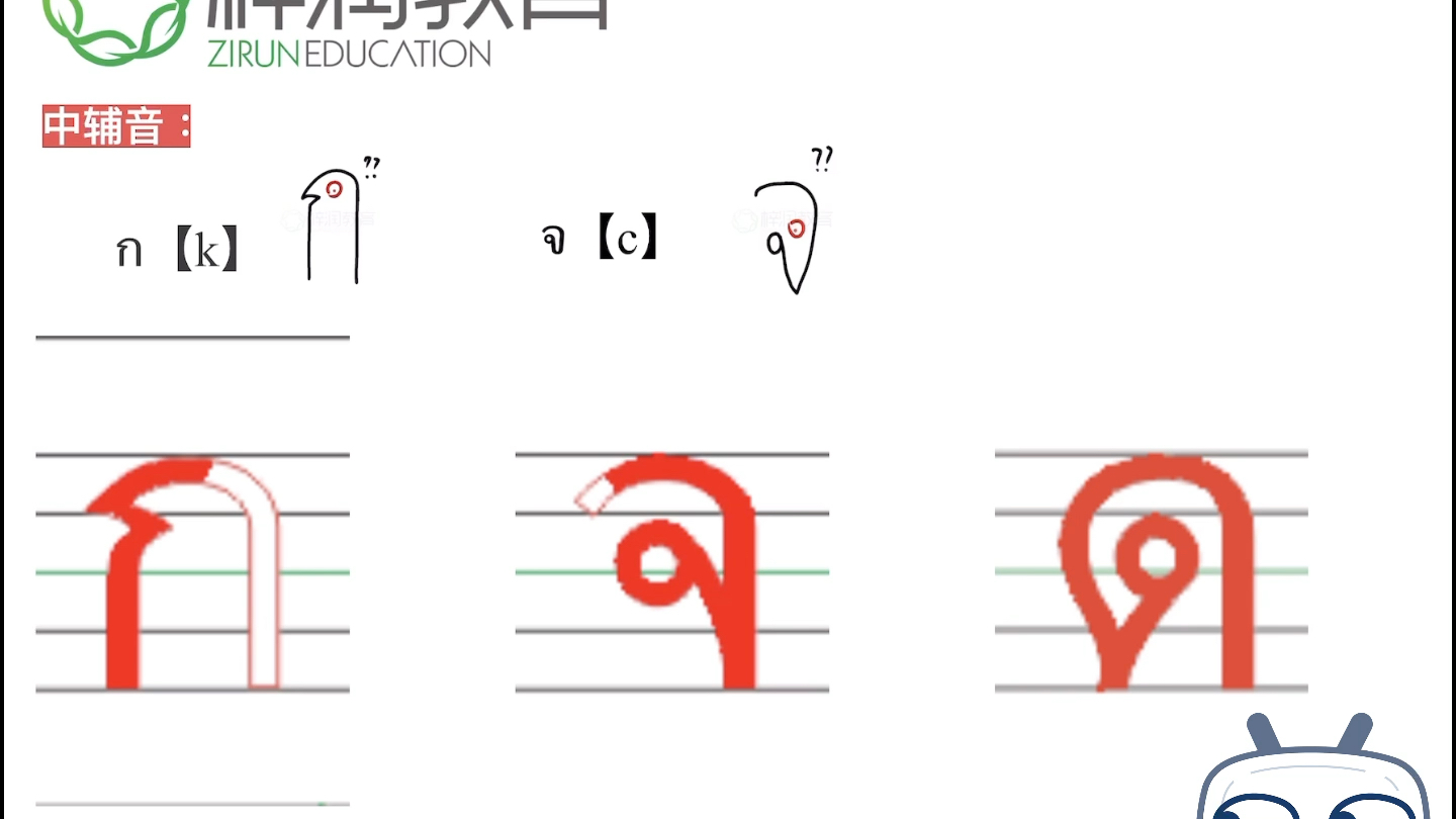 【梓润泰语】跟着梓润的泰语老师一起来学学泰语的中辅音,附上书写方式和梓润独创的字母记忆法.哔哩哔哩bilibili