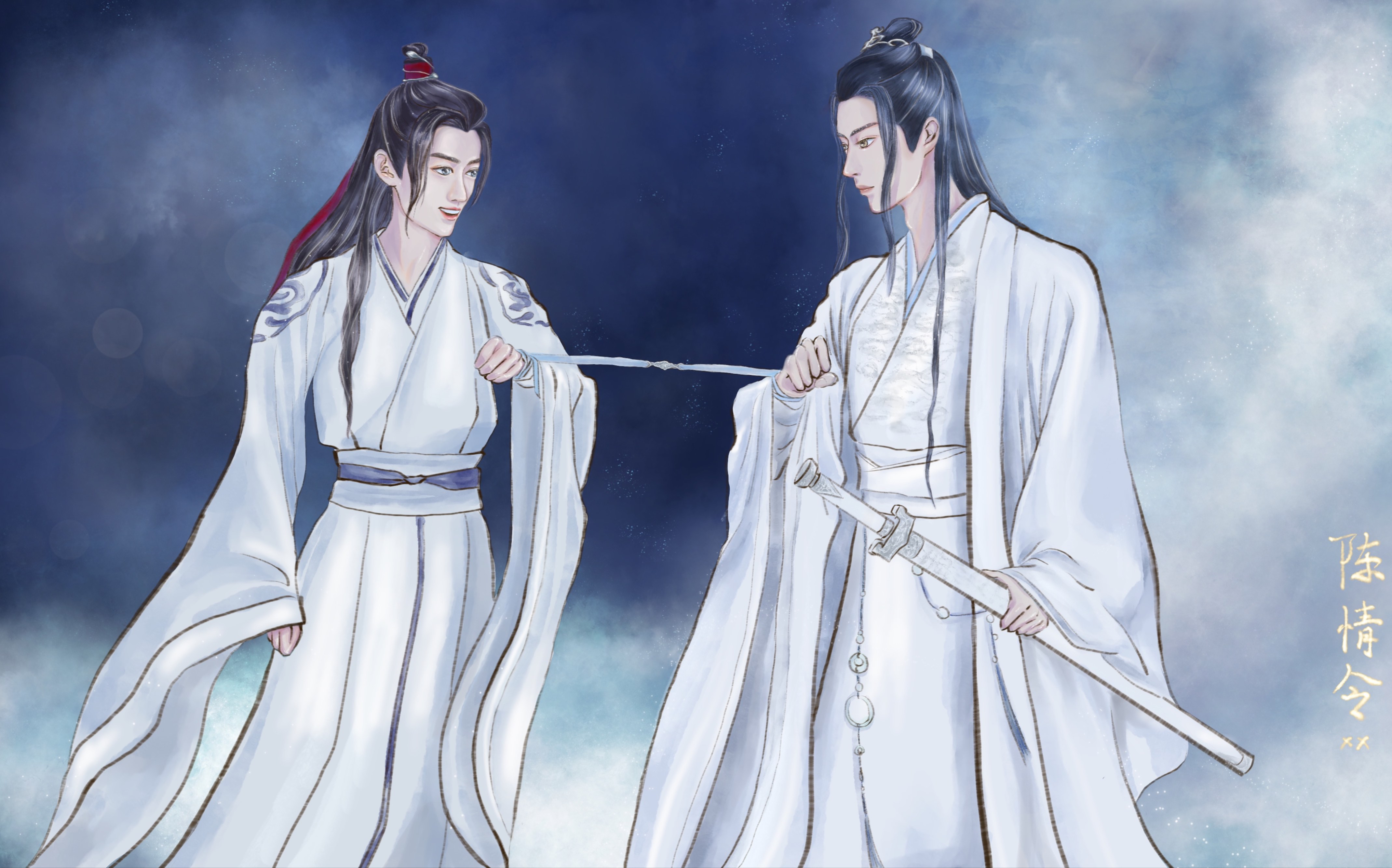 【陈情令】博机一肖cp给我锁死!新手第二次ipad绘画过程,真的kswl
