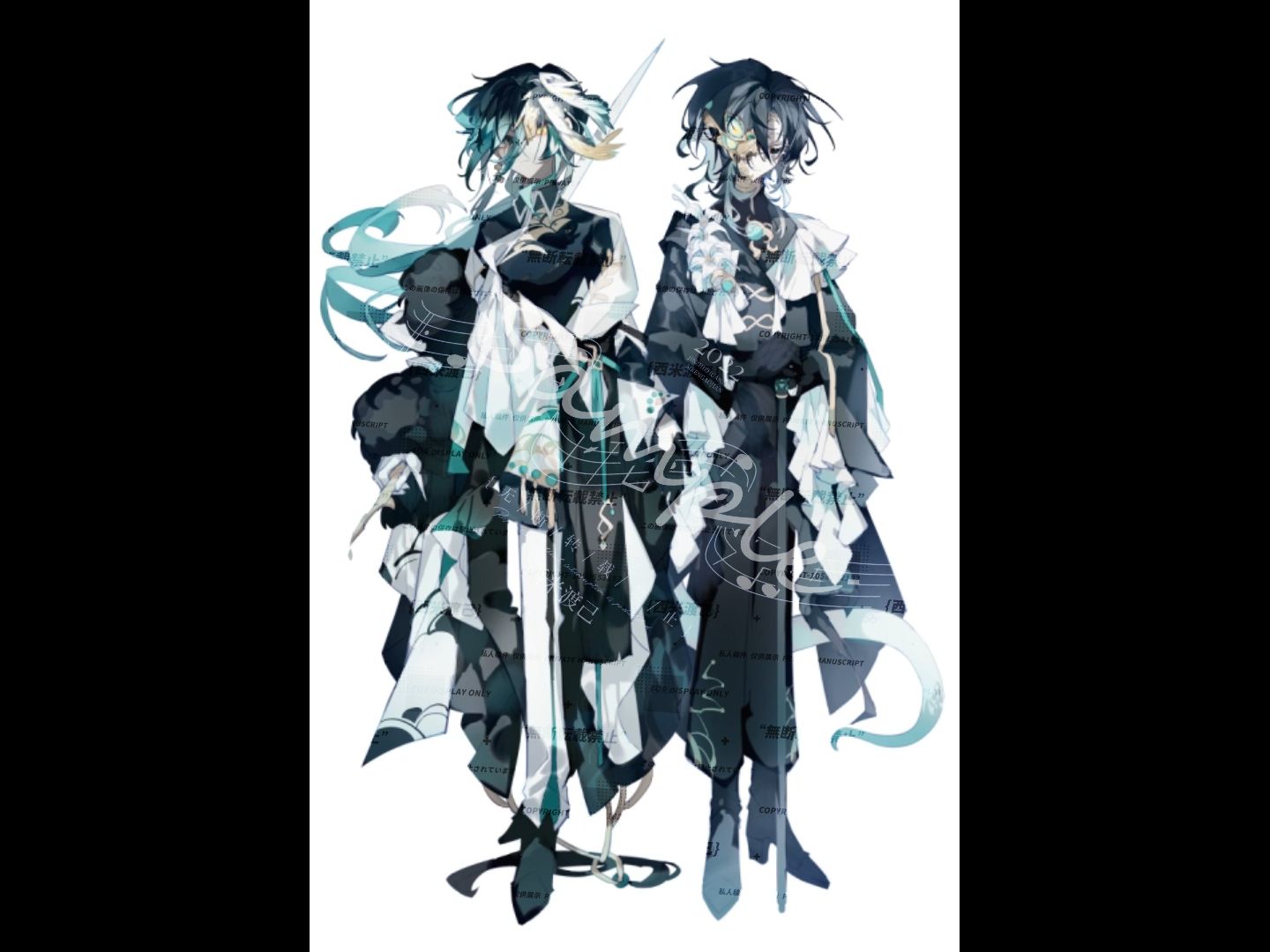 【人设绘画过程】去年的双子立绘x2