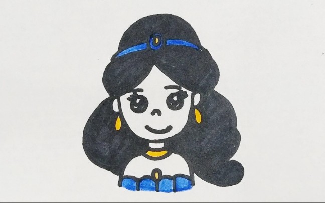 迪士尼公主茉莉简笔画图片