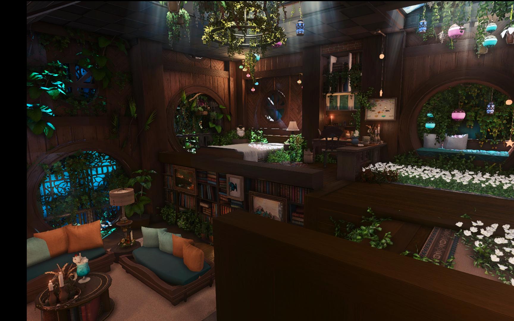 【ff14装修】s房 建在树洞里的森系下沉式木屋