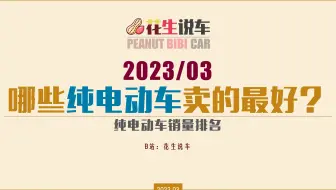 【花生说车】2023年3月，哪些纯电动车卖的最好？