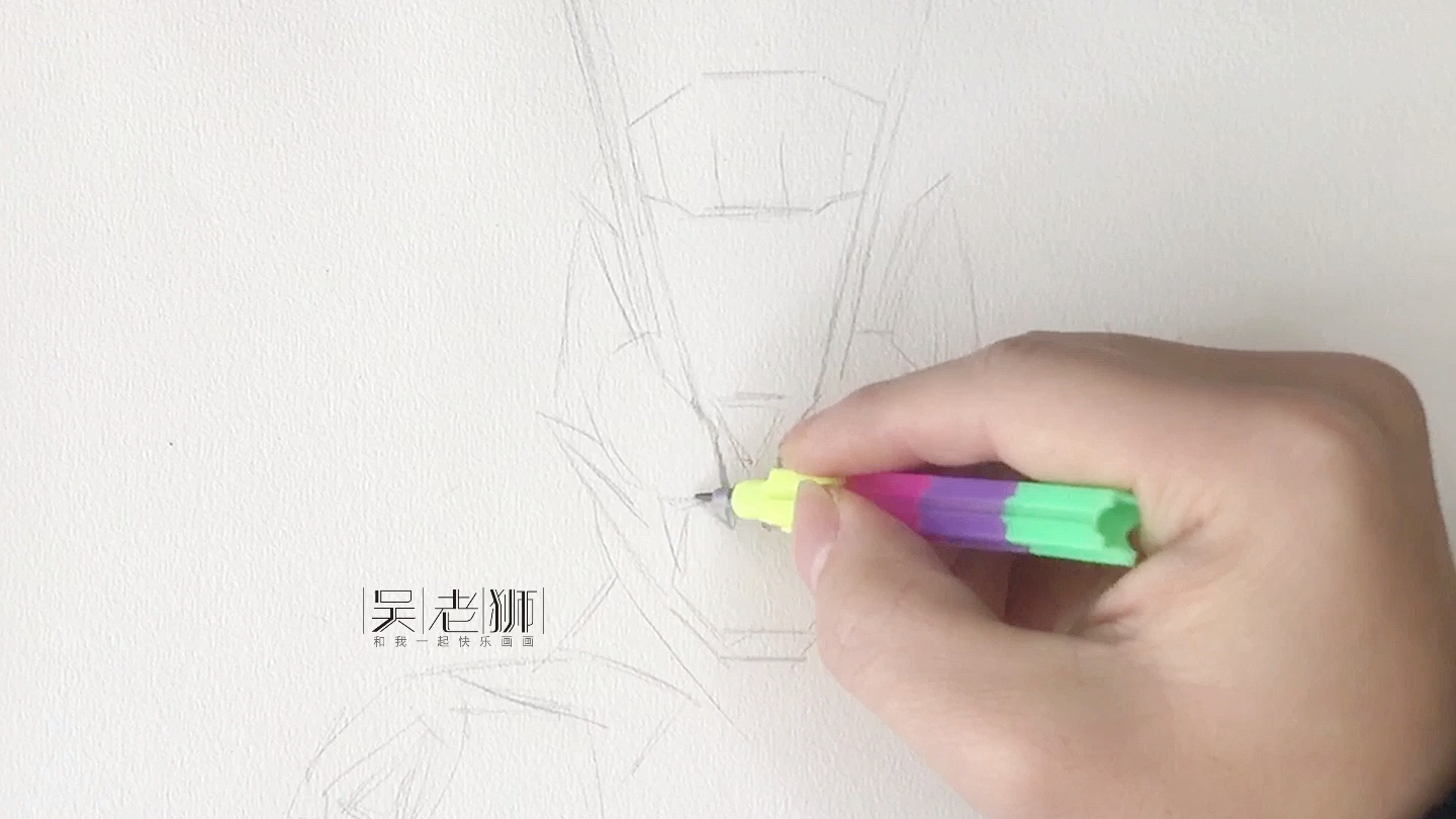 假面01(上)铅笔起形,假面骑士系列线描简笔