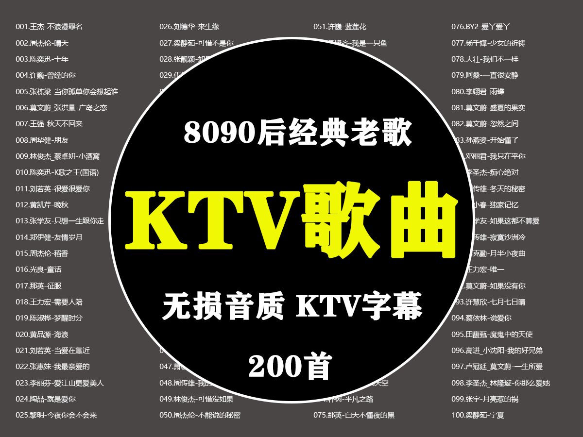 [图]【KTV必点】80 90后200首合集、每一首都唱过、KTV字幕歌词、分集播放、无损音质、视频背景上万种萌宠可爱动物