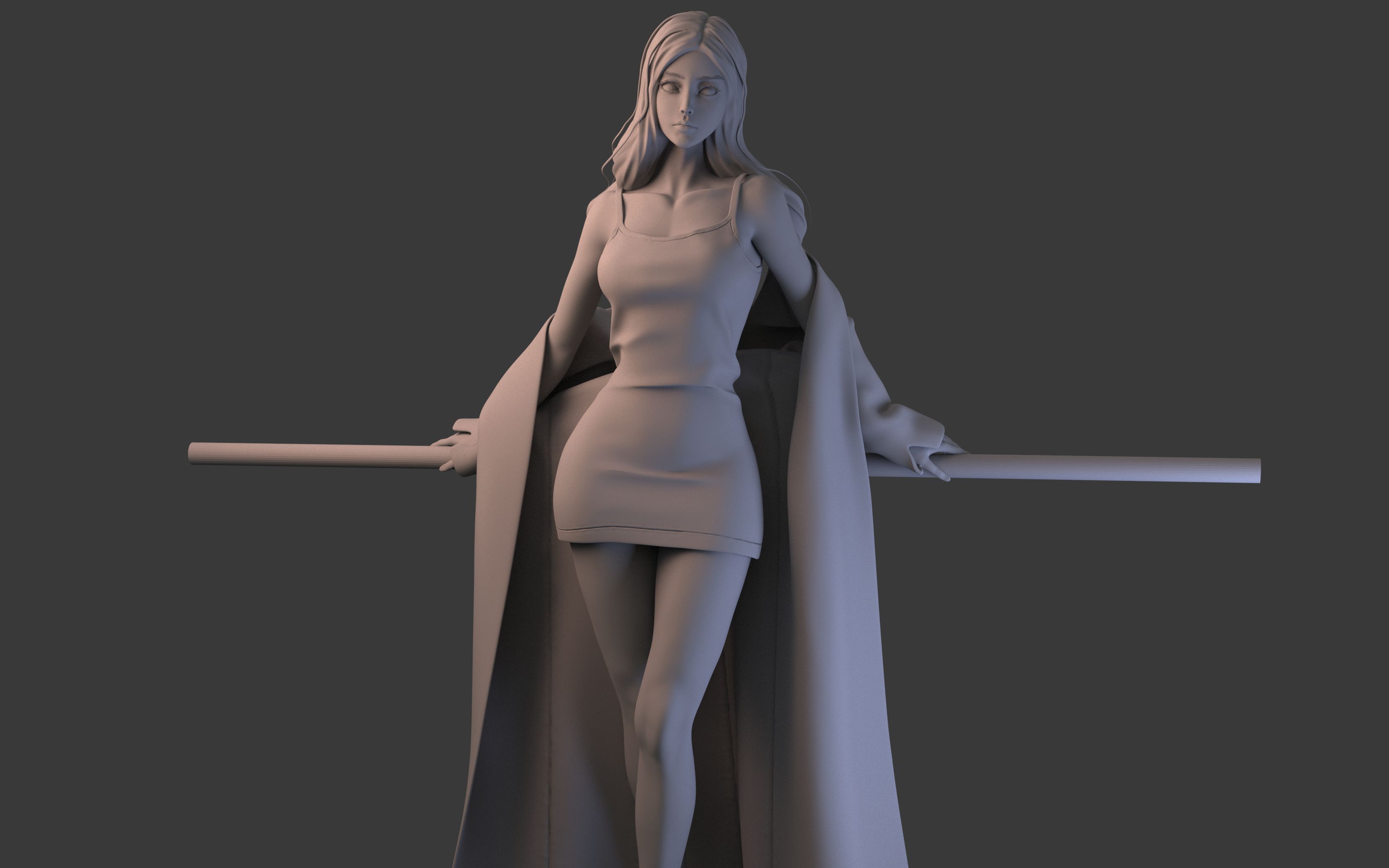 活动  【zbrush角色雕刻】穿着睡衣的模特小姐姐建模,次世代角色模型