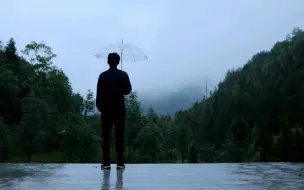 山中观雨