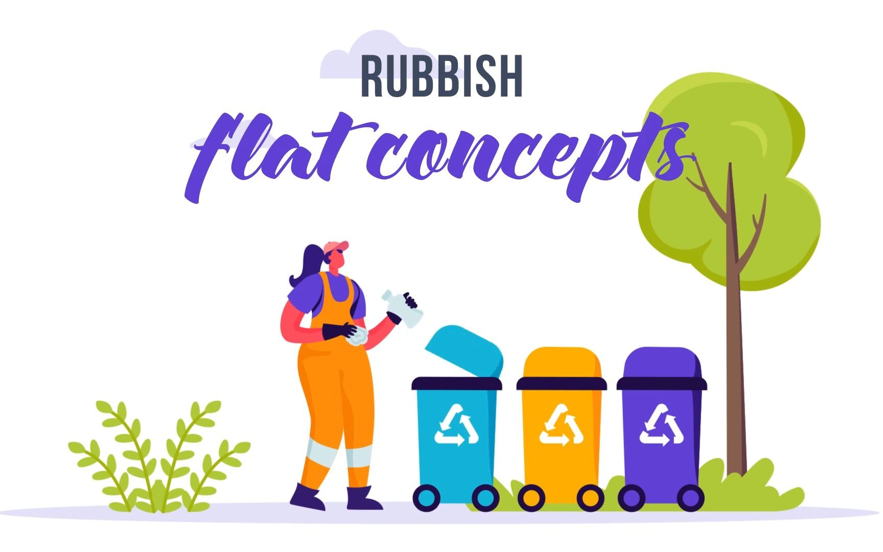 ae模板 | 卡通动漫动态环保分类垃圾标志视频展示