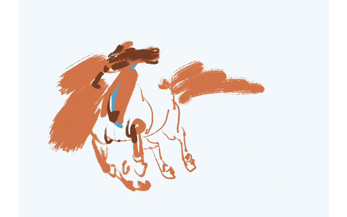 骏马奔腾在草原#彦彬作品#手绘#草原美