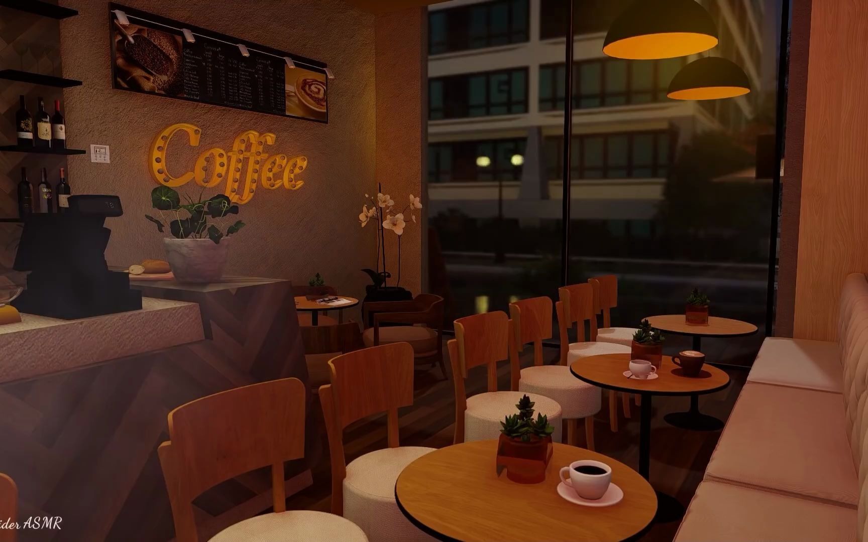 [图]☕ Cozy coffee shop ambience on a rainy night soft jazz music, rain, keyboard typ