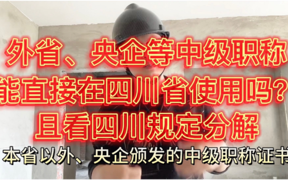 外省、央企等颁发的“中级职称”,能在四川省直接使用吗?哔哩哔哩bilibili