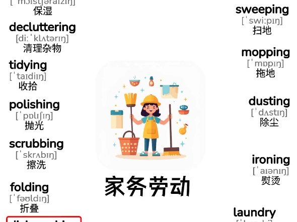 英语单词卡家务劳动