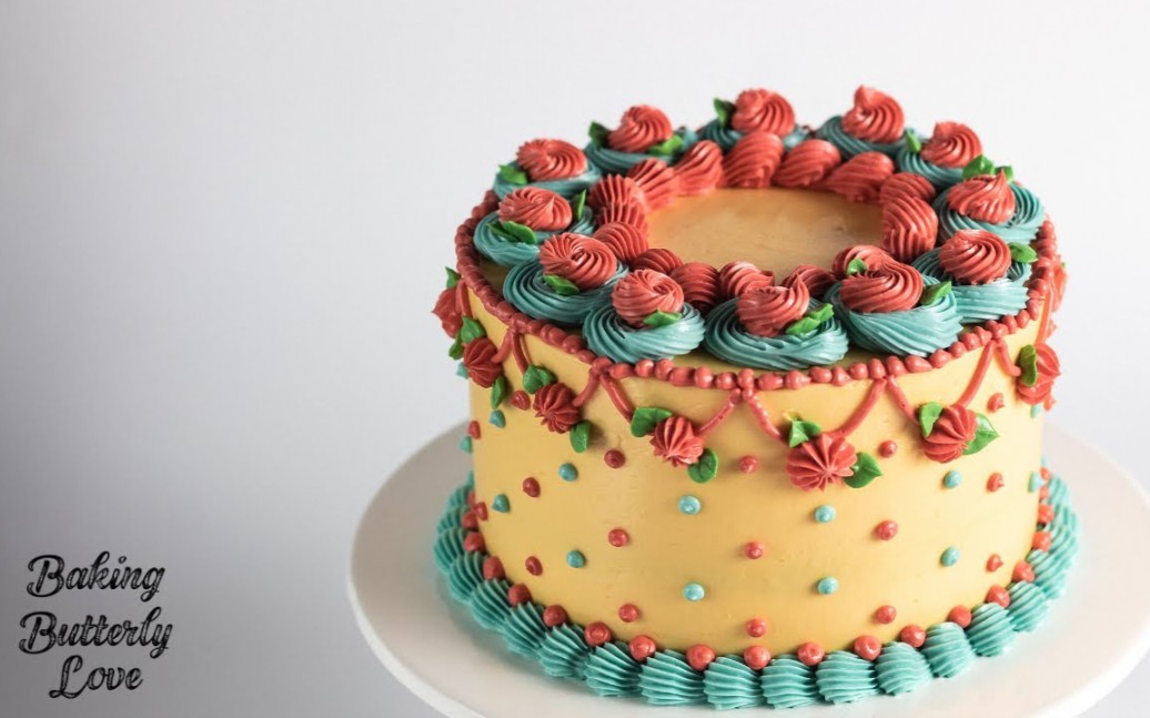 【cake teatime】复古英式奶油霜裱花蛋糕‖vintage cake buttercream