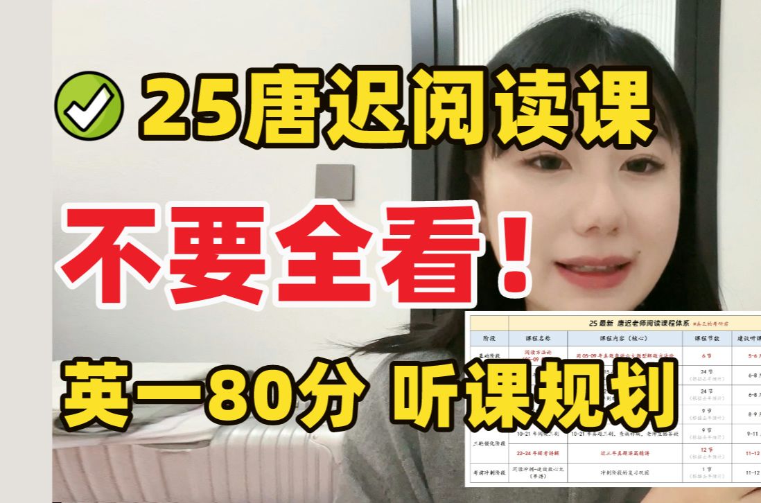 [图]【英一80_阅读38分】25唐迟阅读最佳听课规划(附笔记+资源)，亲身经历，这些课不用听！25考研英语阅读颉斌斌田静阅读方法论逐题精讲