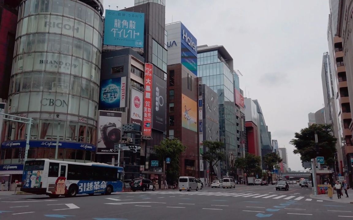 超清日本东京银座街景漫步紧急状态解除后的第二天20205