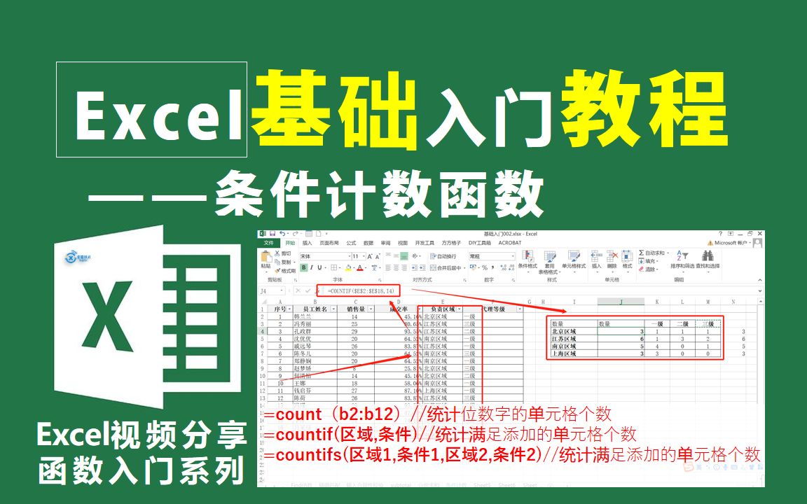 excel中条件计数,统计数量二维表一招搞定哔哩哔哩bilibili