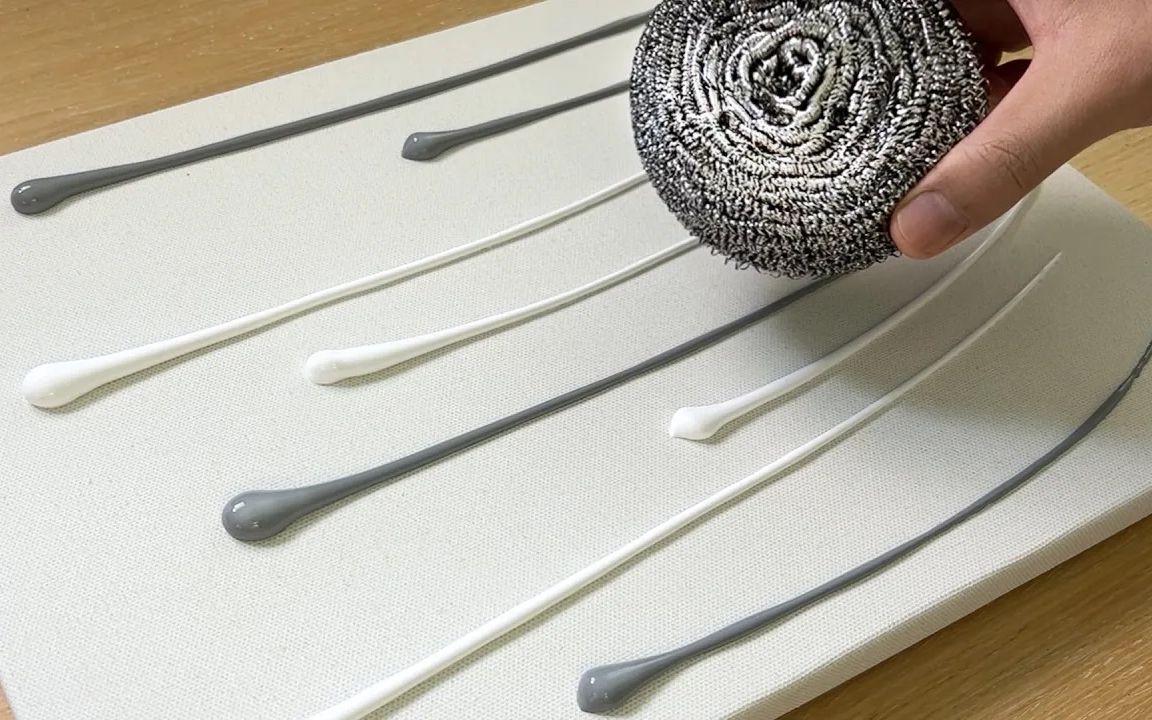 教你用洗锅的钢丝球画一幅好看的彩色丙烯画【适合初学者的画画技巧】
