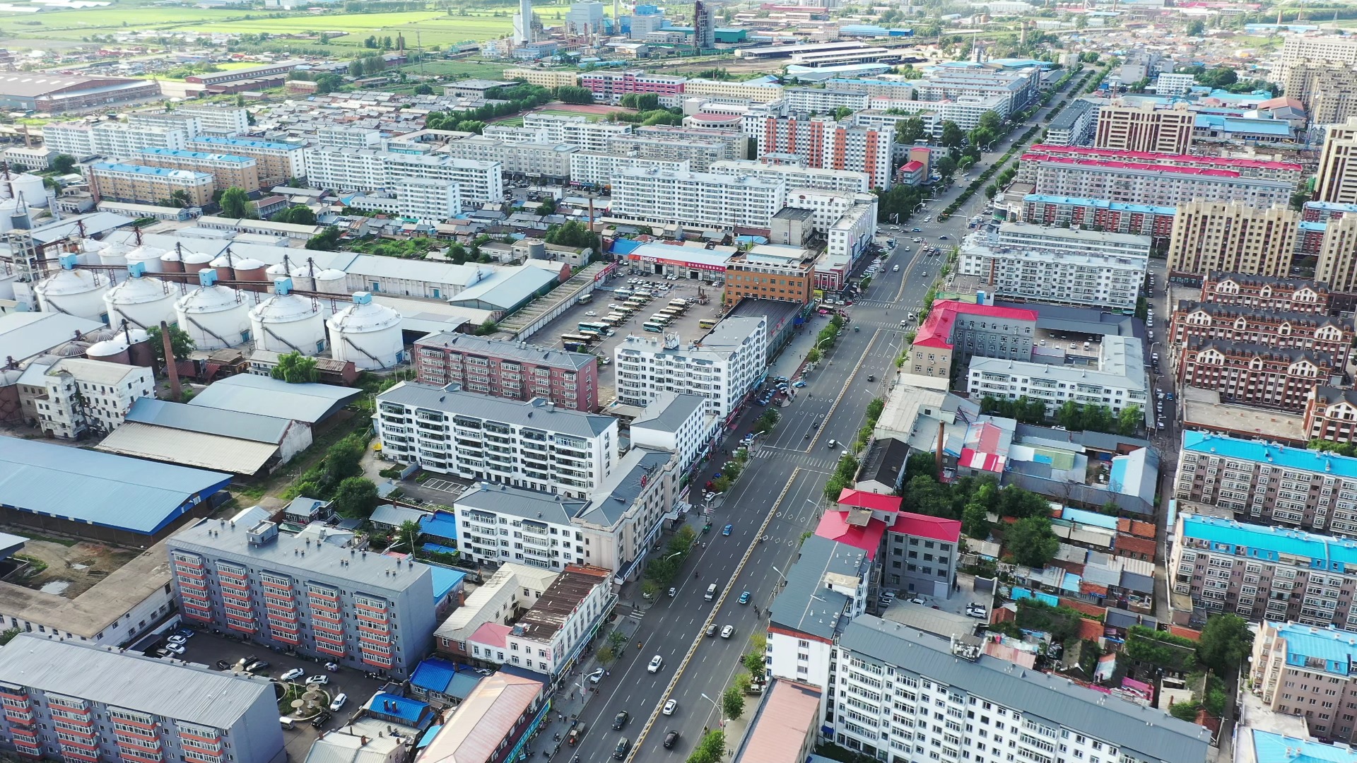 黑龙江宁安市客运站及通江路航拍 (2024.8)