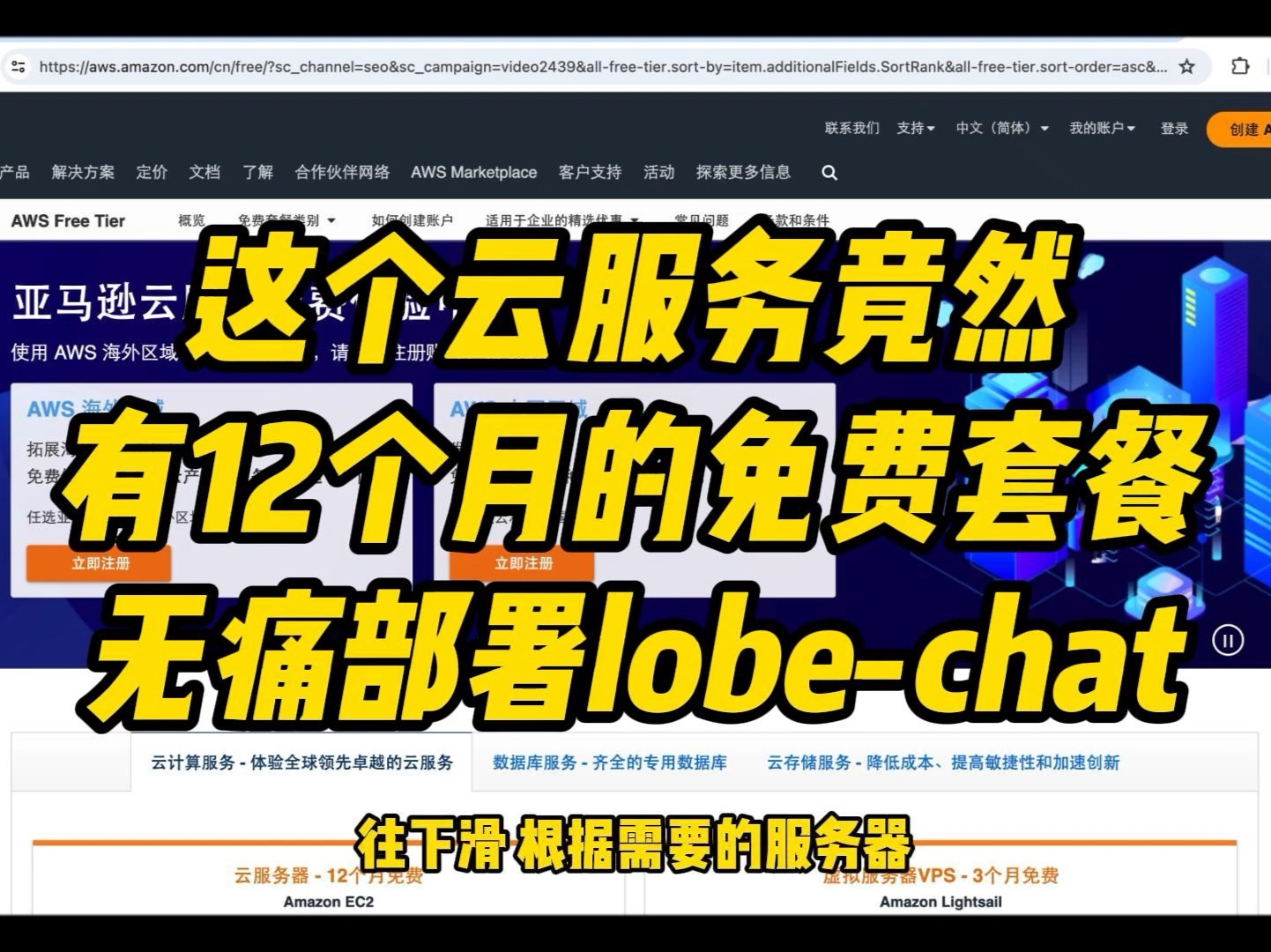 学生党、程序开发同学看过来,亚马逊云科技提供12月的免费基础云服务,非常适合学习研究,快看过来吧!非常适合部署个小项目如LobeChat.哔哩哔哩...