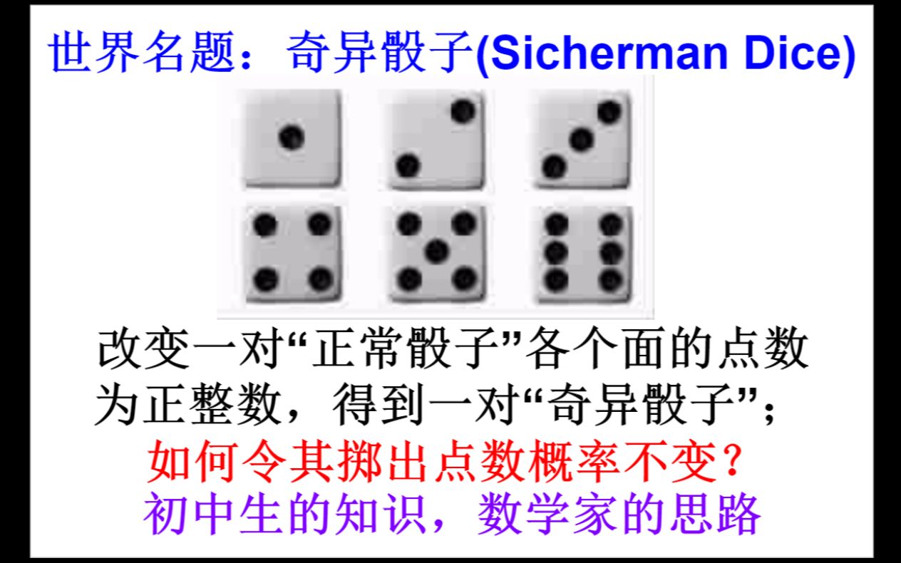 [世界名题]奇异骰子:改变骰子六个面的点数,而不改变两个骰子的结果,赌王都不敢这么玩 难度三星(★★★☆☆)哔哩哔哩bilibili