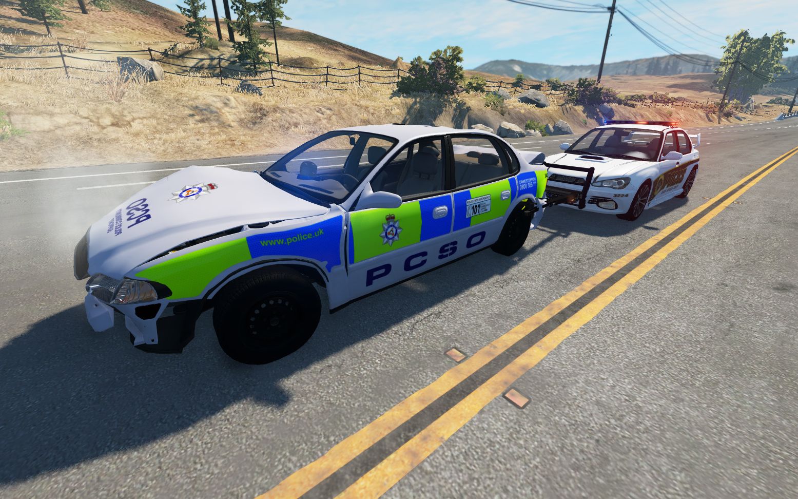 beamng道路上演警匪追逐警车能否拦截成功