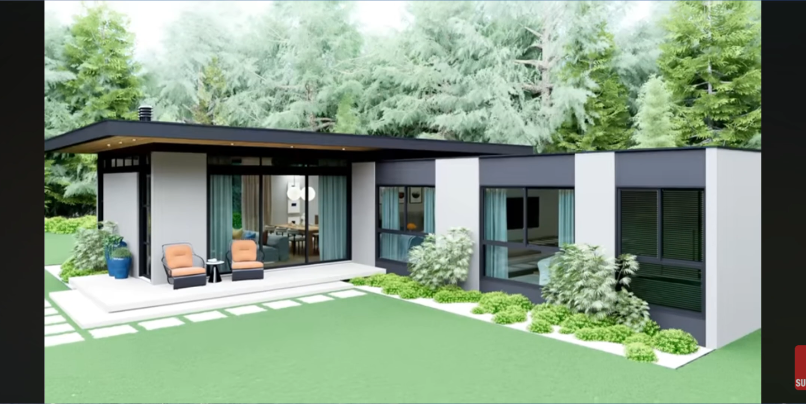 参观大自然中的美丽l型房屋——优雅舒适的设计