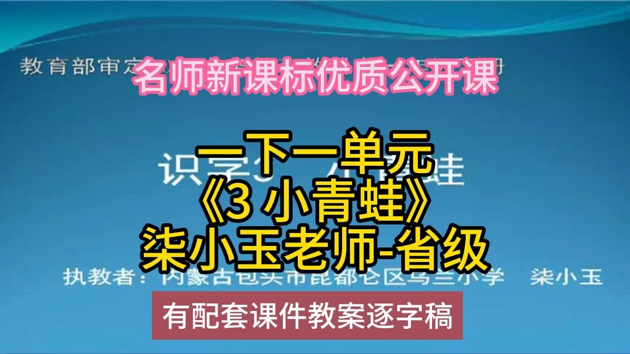 P一下一单元《3 小青蛙》柒小玉老师省级:名师新课标优质课公开课示范课(有配套课件教案逐字稿)小学语文名师课堂mskt小学语文优质课公开课语文名...