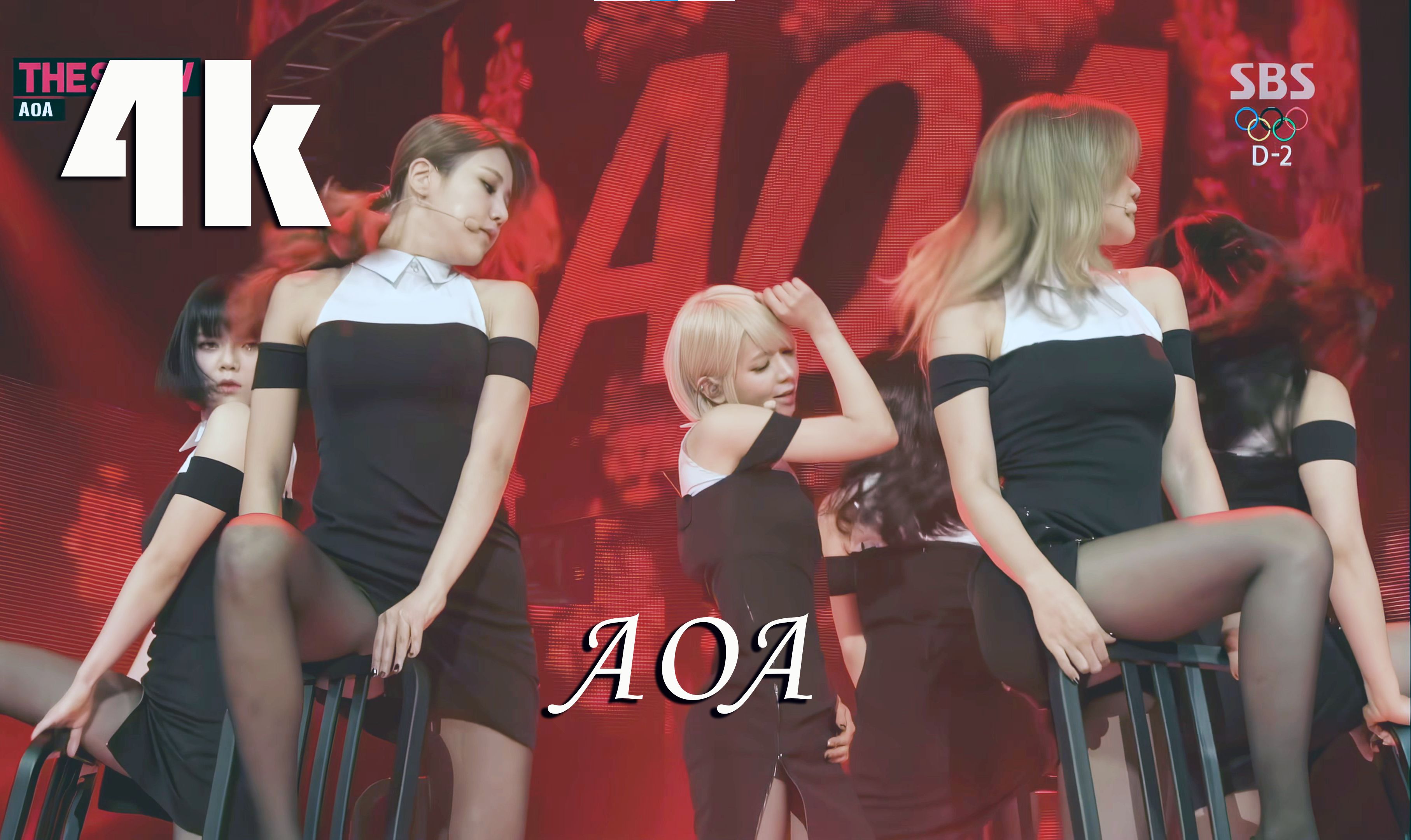 [图]【4K60帧】AOA -短裙 (Miniskirt) _中歌词UHD画质修复 140204 女团现场性感歌舞