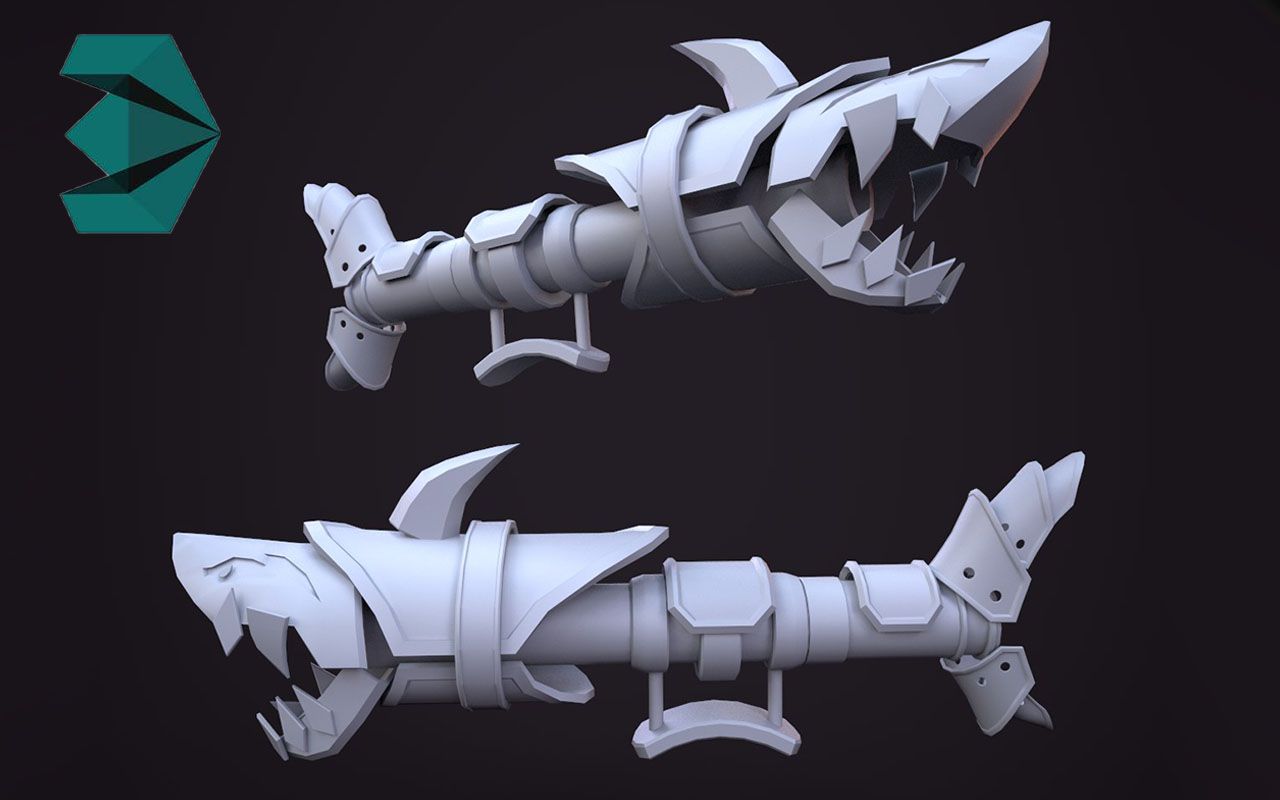 活动作品英雄联盟金克斯鲨鱼炮武器模型教程