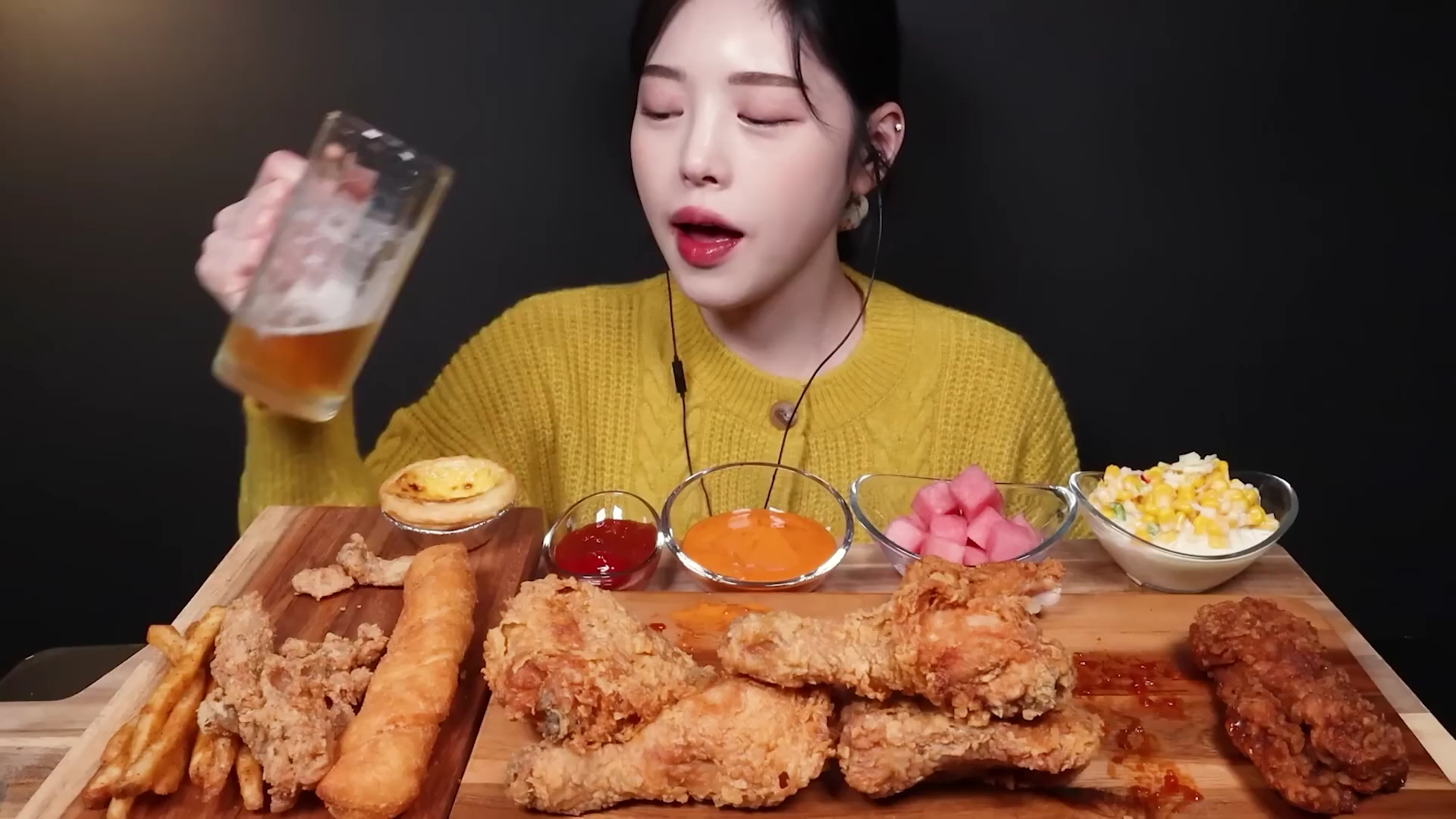 【韩国吃播boki】kfc炸鸡和啤酒吃播