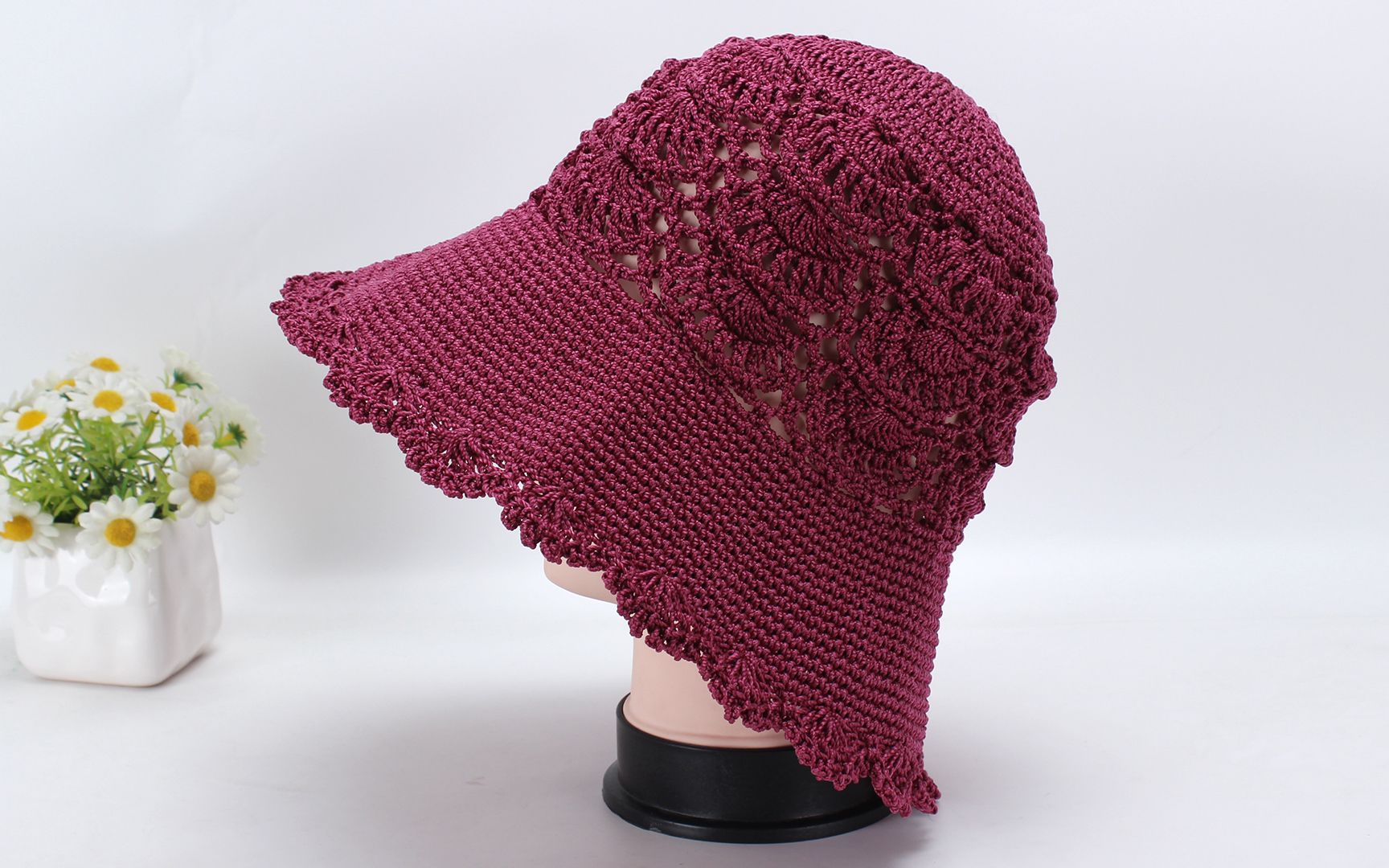 娟娟编织,太美了,半镂空立体凤梨花夏凉帽遮阳帽舒适透气,携带方便第