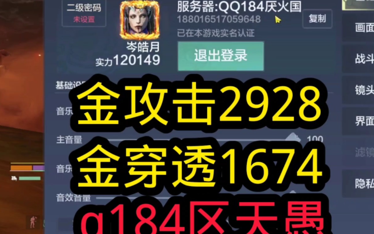 金攻击2928金穿透1674,q184区天愚