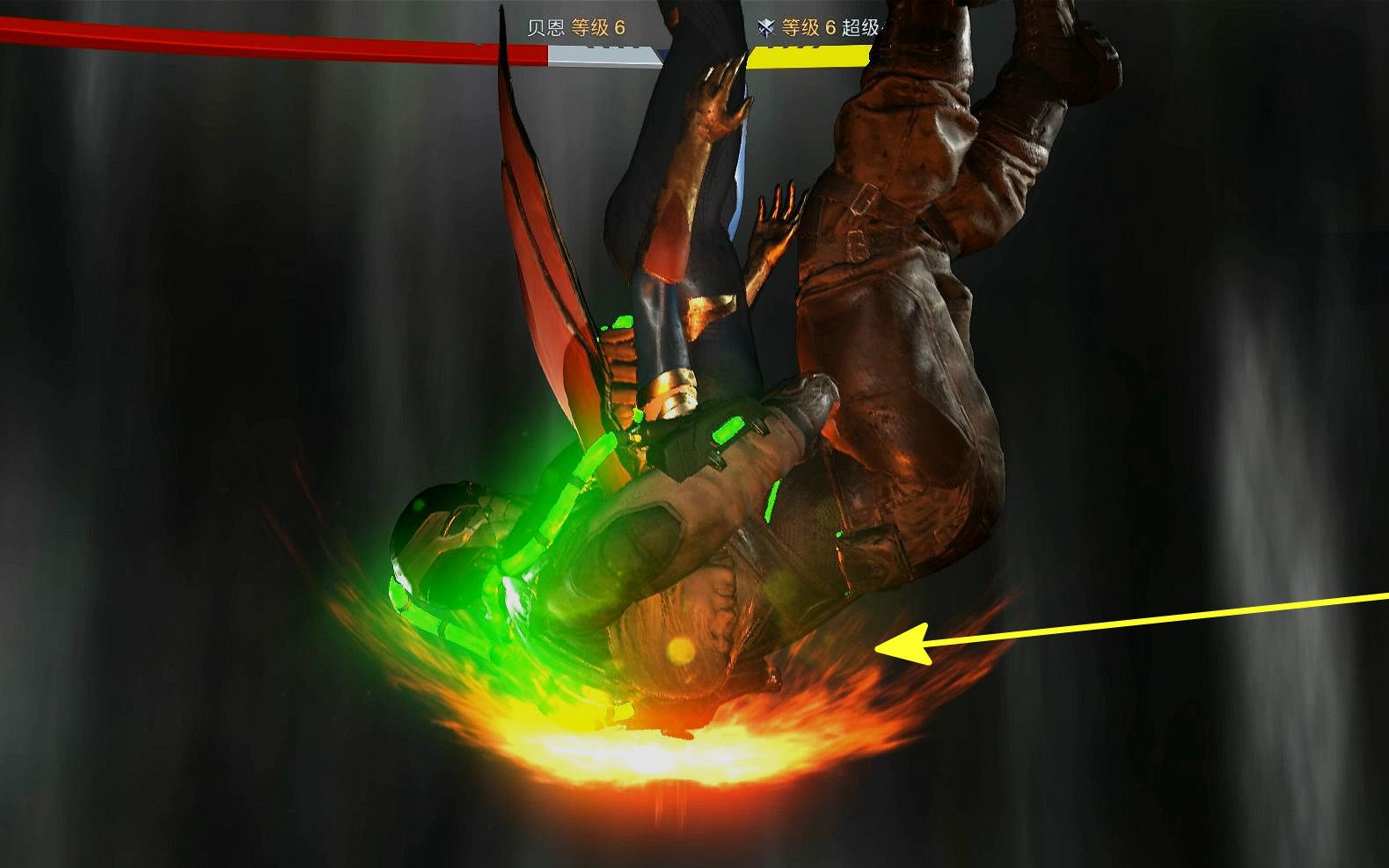 贝恩vs女超人贝恩抱着女超人的头做自由落体运动头都摩出火了