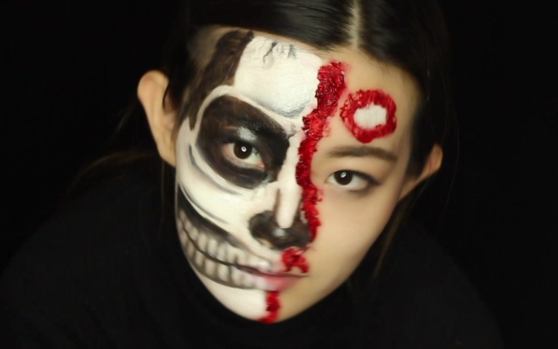 万圣节简单的彩绘,一起做个白骨精吧!