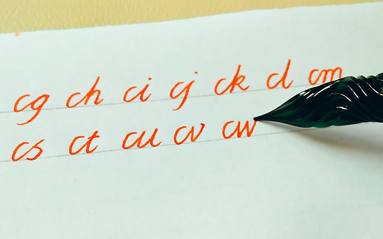 意大利体 英语斜体练习 两个字母连写 c与a-y的连写 提高书写速度