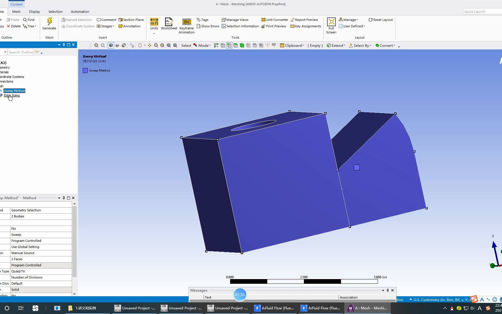 [图]ANSYS Mesh网格扫掠划分