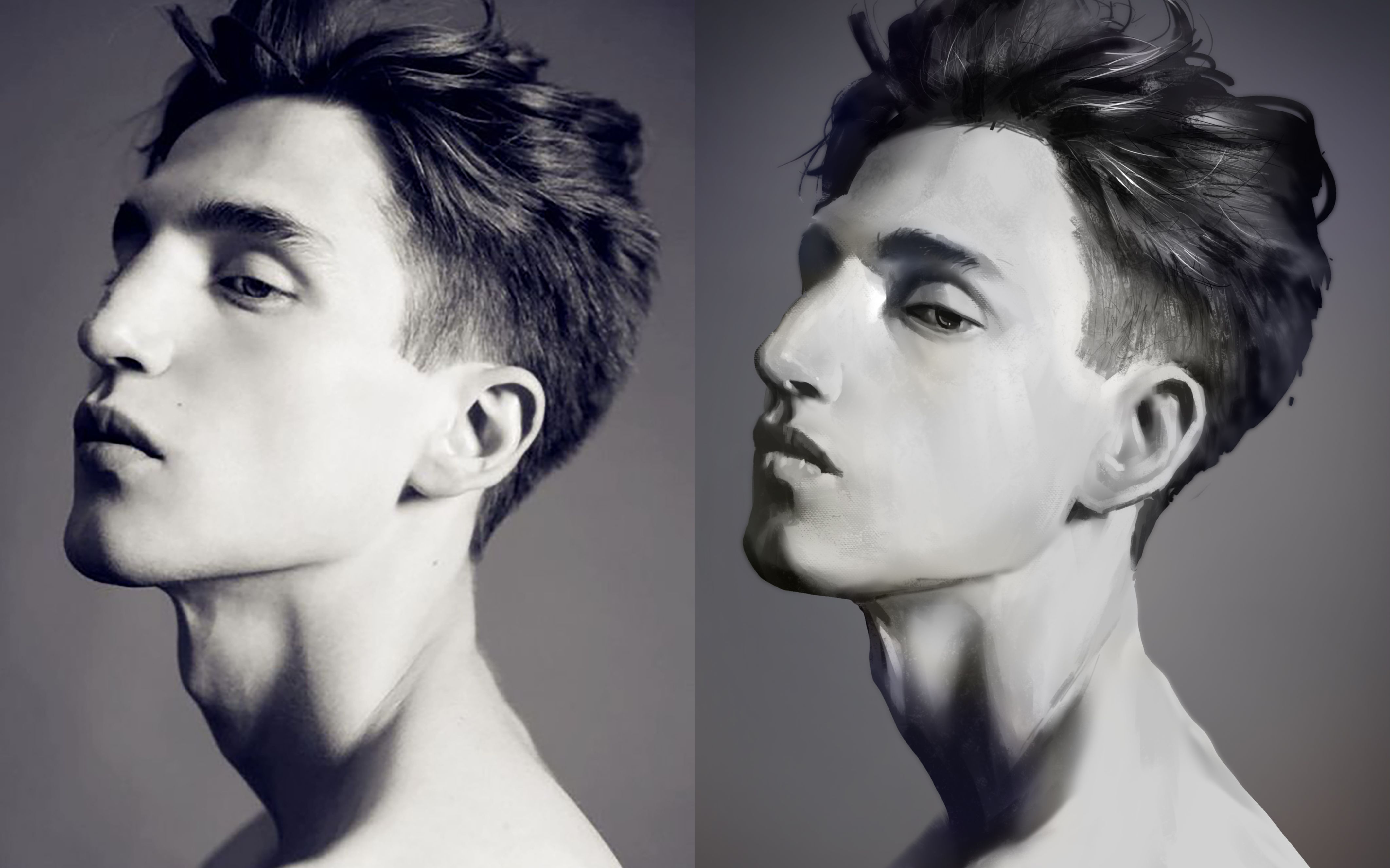 【板绘】厚涂头像教程 板绘素描 临摹 ps绘画